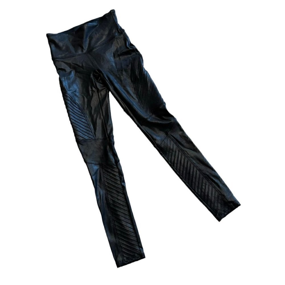 Spanx Faux Leather Moto Leggings High Waisted Black‎ size S
